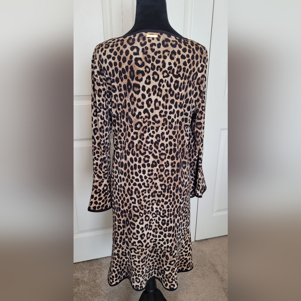 Michael Kors Women’s Long Sleeve Knee Length Leopard Print Dress Size Large - Picture 5 of 7